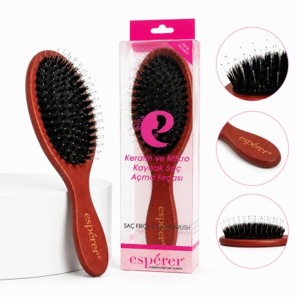Kaynak Saç Açma Fırçası - Doğal Ahşap Maun
