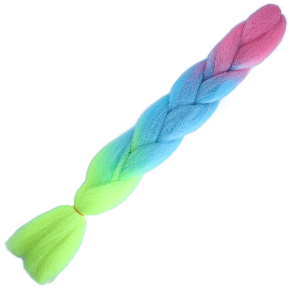 Afrika Örgülük Ombreli Sentetik Saç 100 Gr. - Pembe / Açık Mavi / Neon Sarı