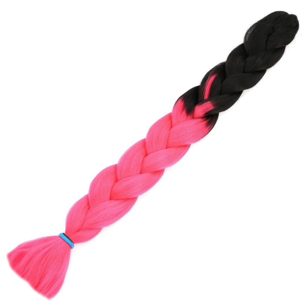Afrika Örgülük Sentetik Ombreli Saç 100 Gr. - Siyah / Neon Pembe