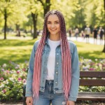 Afrika Örgüsü Ve Rasta İçin Sentetik Ombreli Saç - Siyah / Pudra Pembe