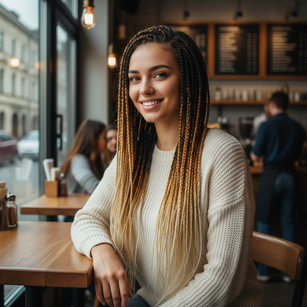 Afrika Örgüsü Ve Rasta İçin Sentetik Ombreli Saç - Siyah / Karamel / Platin