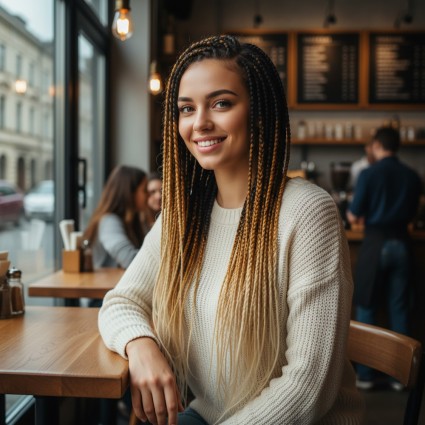 Afrika Örgüsü Ve Rasta İçin Sentetik Ombreli Saç - Siyah / Karamel / Platin