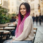 Afrika Örgüsü Ve Rasta İçin Sentetik Ombreli Saç - Siyah / Açık Mor / Lila