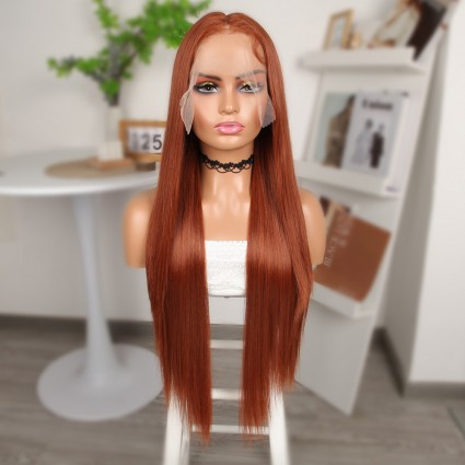 Koyu Bakır Ekstra Uzun Fiber Sentetik Düz Tül Peruk