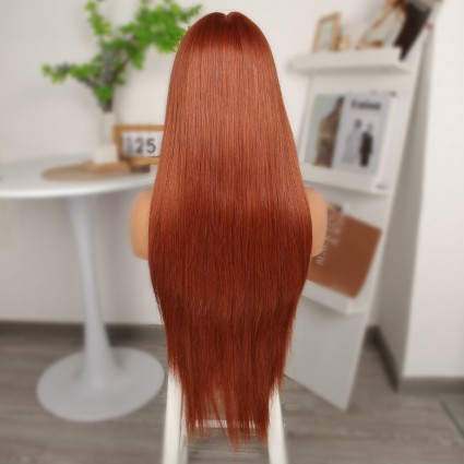 Koyu Bakır Ekstra Uzun Fiber Sentetik Düz Tül Peruk