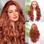 Bakır Bebek Saçlı Fiber Sentetik Yoğun Dalgalı Tül Peruk