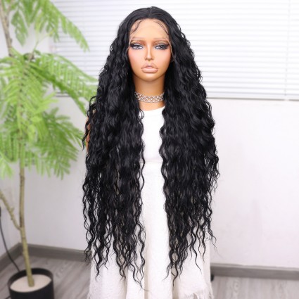 Siyah Fiber Sentetik Tül Peruk