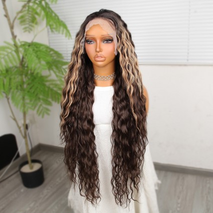 Kahverengi Balköpüğü Işıltılı Fiber Sentetik Tül Peruk