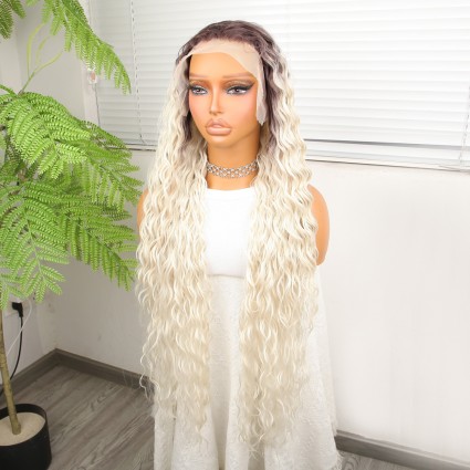 Açık Kumral Platin Ombreli Fiber Sentetik Tül Peruk