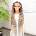 Kumral Beyaz Platin Ombre ve Röfleli Fiber Sentetik Tül Peruk