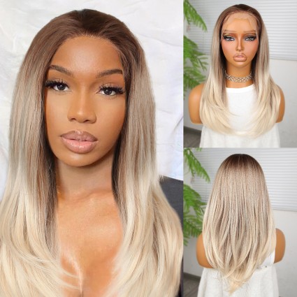 Kumral Beyaz Platin Ombreli Tül Peruk