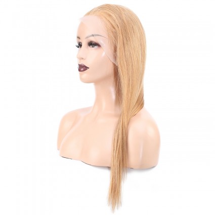 Düz Front Lace Gerçek Tül Peruk - Altın Karamel - 60-65cm