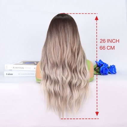 Rus Kumralı Beyaz Platin Ombre ve Röfleli Tül Peruk