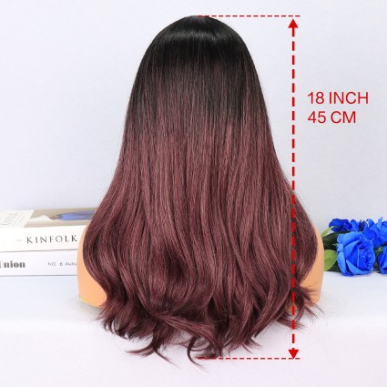 Siyah Açık Kızıl Ombreli Tül Peruk