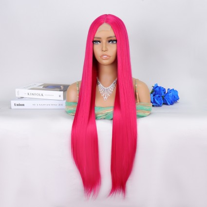 Koyu Pembe Ekstra Uzun Tül Peruk