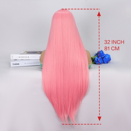 Şeker Pembesi Ekstra Uzun Tül Peruk