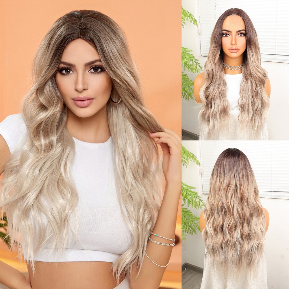 Kumral Beyaz Platin Ombre ve Röfleli Tül Peruk