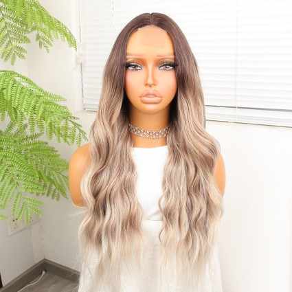 Kumral Beyaz Platin Ombre ve Röfleli Tül Peruk