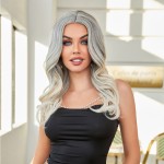Siyah Beyaz Platin Ombre ve Röfleli Tül Peruk