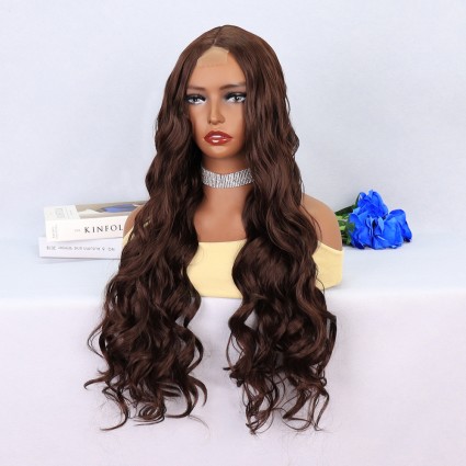 Kahverengi Dalgalı Uzun Tül Peruk