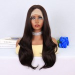 Koyu Kumral Hafif Dalgalı Tül Peruk