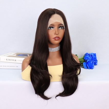 Koyu Kumral Hafif Dalgalı Tül Peruk