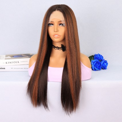 Kahverengi / Bakır Röfleli Tül Peruk