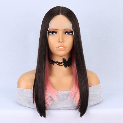 Kahverengi Pembe Işıltılı Tül Peruk