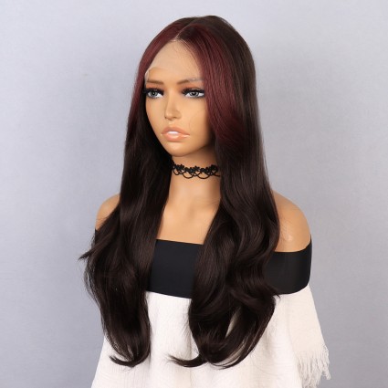 Kahverengi Perçemler Kızıl Işıltılı Tül Peruk