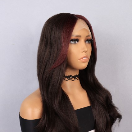 Kahverengi Perçemler Kızıl Işıltılı Tül Peruk