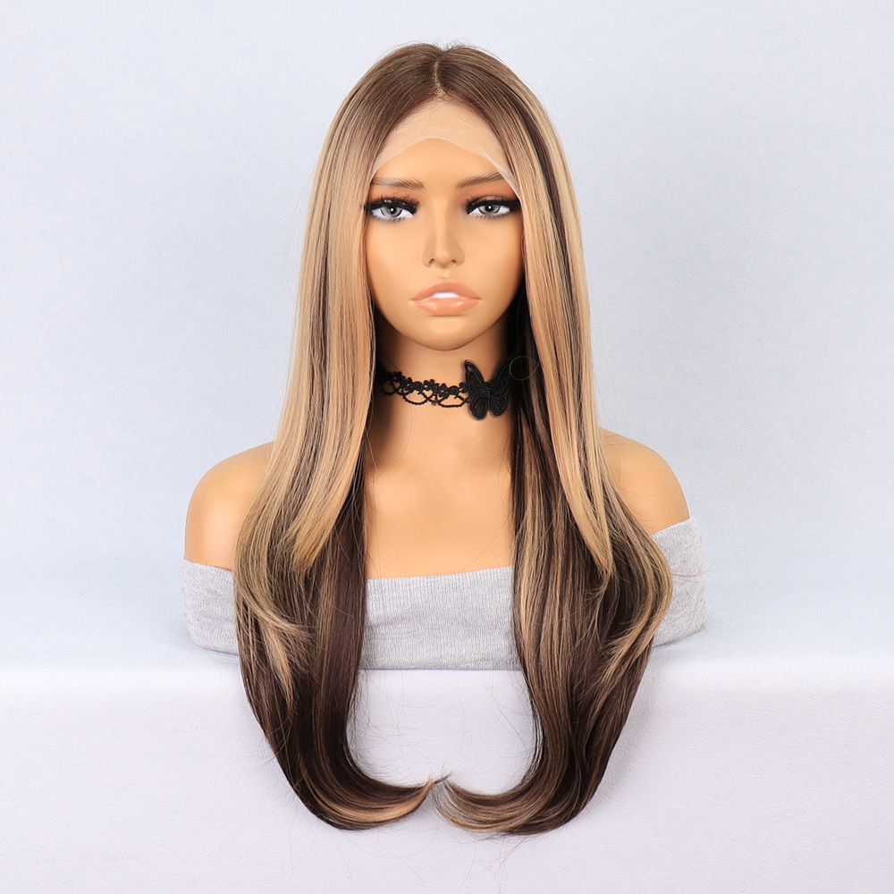 Kumral Balköpüğü Röfleli Katlı Kesim Tül Peruk