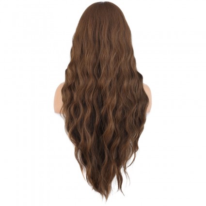 Uzun Su Dalgası Fiber Sentetik Peruk - Kumral