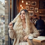 Uzun Su Dalgası Fiber Sentetik Peruk - Kahve / Platin Ombre