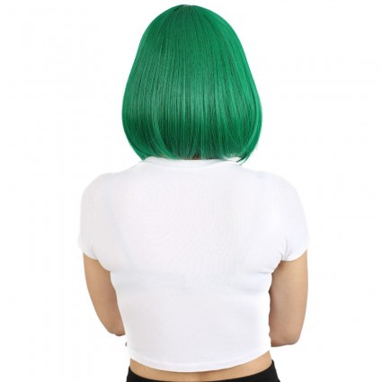 Küt Kahküllü Fiber Sentetik Peruk - Koyu Yeşil