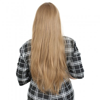Fiber Sentetik Uzun Düz Kahküllü Peruk - Bebek Kumralı