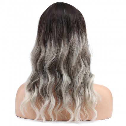 Dalgalı Kısa Perçemli Fiber Sentetik Peruk - Ombre ve Röfleli