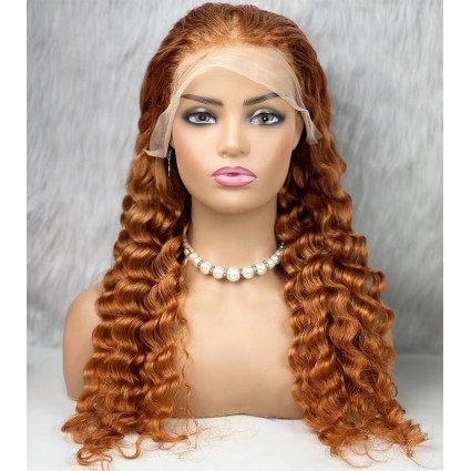 Gerçek Front Lace Tül Peruk - Yoğun Dalgalı - Bakır 70-75cm