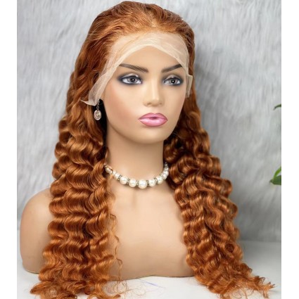 Gerçek Front Lace Tül Peruk - Yoğun Dalgalı - Bakır 70-75cm