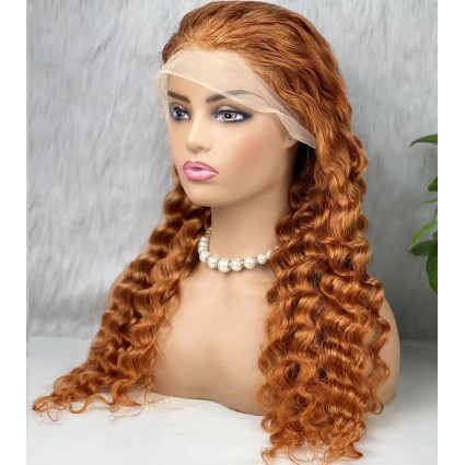 Gerçek Front Lace Tül Peruk - Yoğun Dalgalı - Bakır 70-75cm