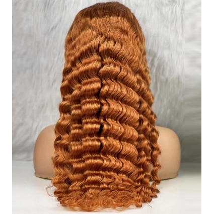 Gerçek Front Lace Tül Peruk - Yoğun Dalgalı - Bakır 70-75cm