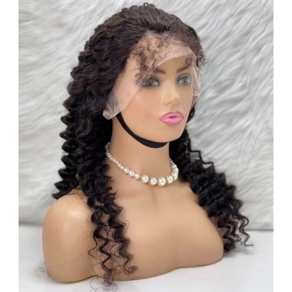 Gerçek Front Lace Tül Peruk - Derin Dalgalı - Doğal 65-70cm