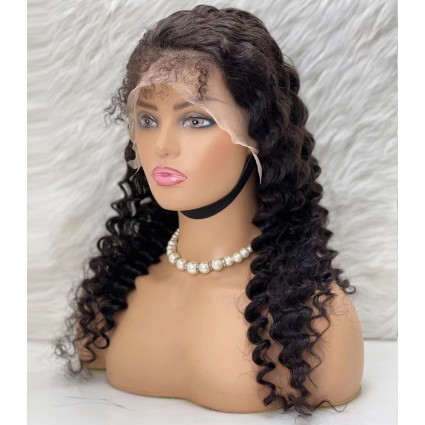 Gerçek Front Lace Tül Peruk - Derin Dalgalı - Doğal 65-70cm