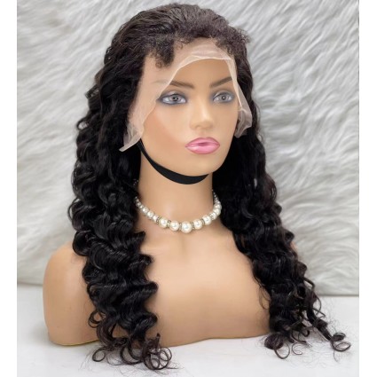 Gerçek Front Lace Tül Peruk - Yoğun Dalgalı - Doğal 65-70cm