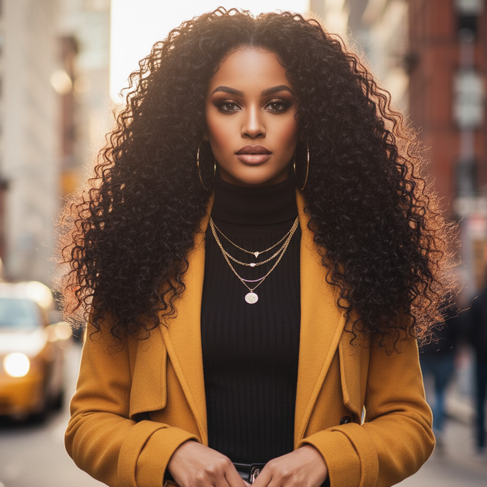 Gerçek Front Lace Tül Peruk - Su Dalgası - Doğal 65-70cm