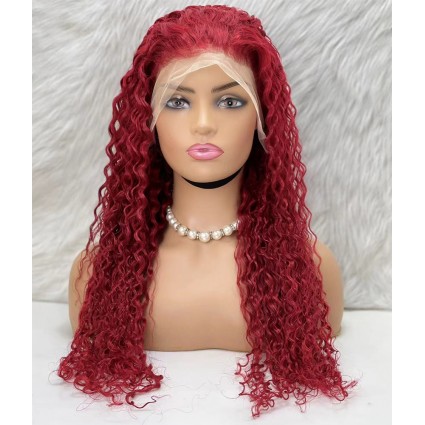 Gerçek Front Lace Tül Peruk - Su Dalgası - Kızıl 70-75cm