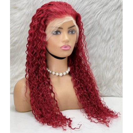 Gerçek Front Lace Tül Peruk - Su Dalgası - Kızıl 70-75cm
