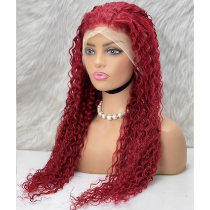 Gerçek Front Lace Tül Peruk - Su Dalgası - Kızıl 70-75cm