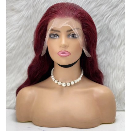 Gerçek Front Lace Tül Peruk - Dalgalı - Koyu Kızıl 70-75cm