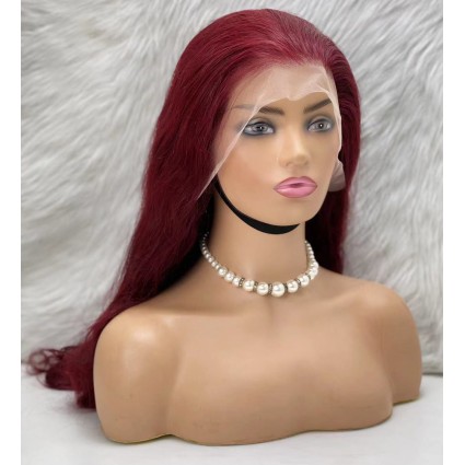 Gerçek Front Lace Tül Peruk - Dalgalı - Koyu Kızıl 70-75cm