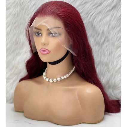 Gerçek Front Lace Tül Peruk - Dalgalı - Koyu Kızıl 70-75cm